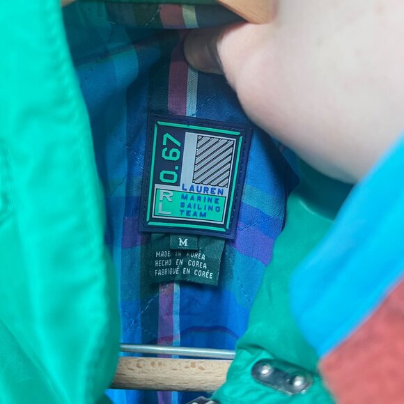 Lauren RL67 Green Nylon Vest W/ Plaid Cotton Lining Marine & Sailing Team Size M - Picture 2 of 9
